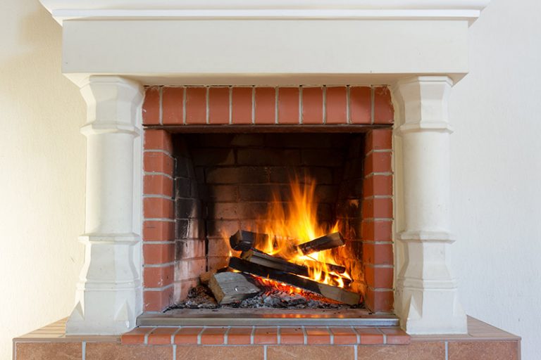 Fireplace mantel.