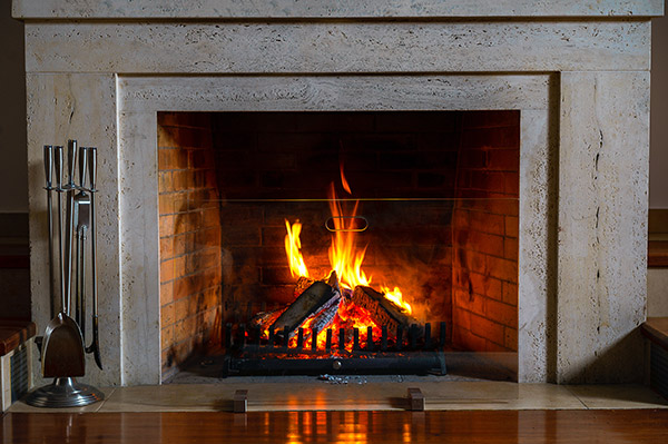 Modern fireplace.